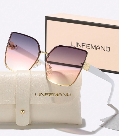 Oversized Frameless Ombre Lens Cat Eye Fashion Sunglasses