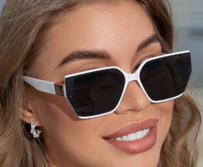 White Retro Square Sunglasses