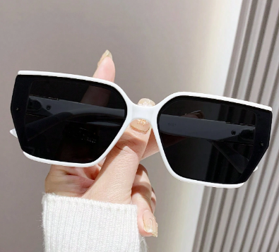 White Retro Square Sunglasses