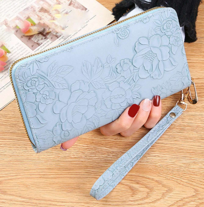 Floral Texturized Long Wristlet Wallet