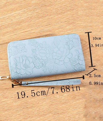 Floral Texturized Long Wristlet Wallet