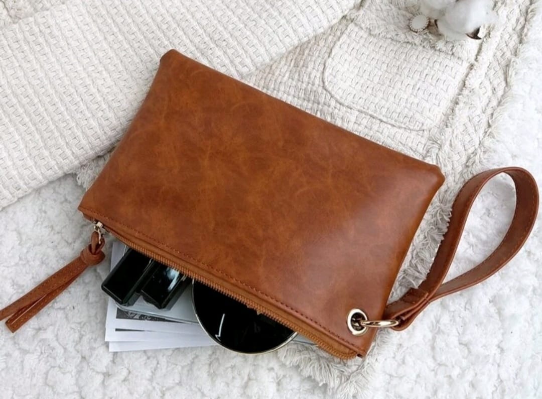 Brown Square Wristlet