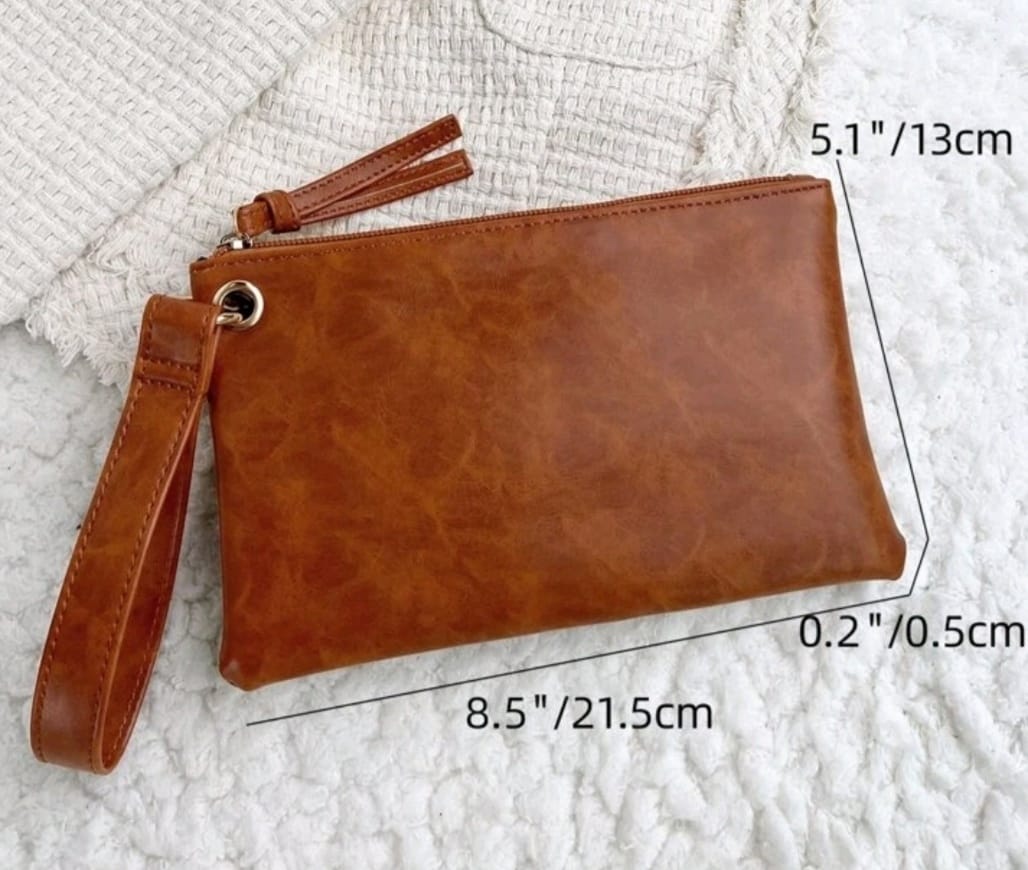 Brown Square Wristlet