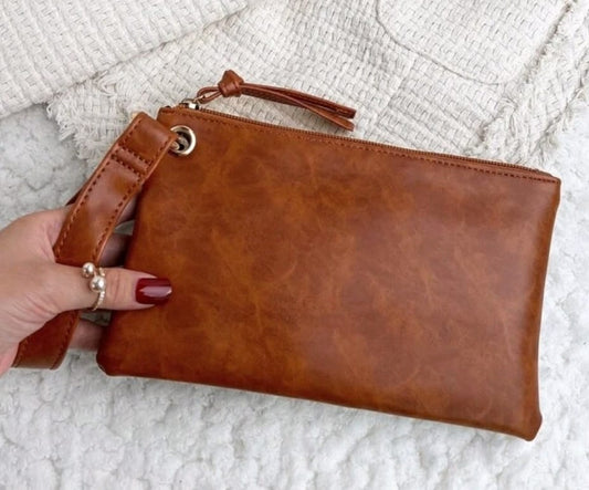 Brown Square Wristlet