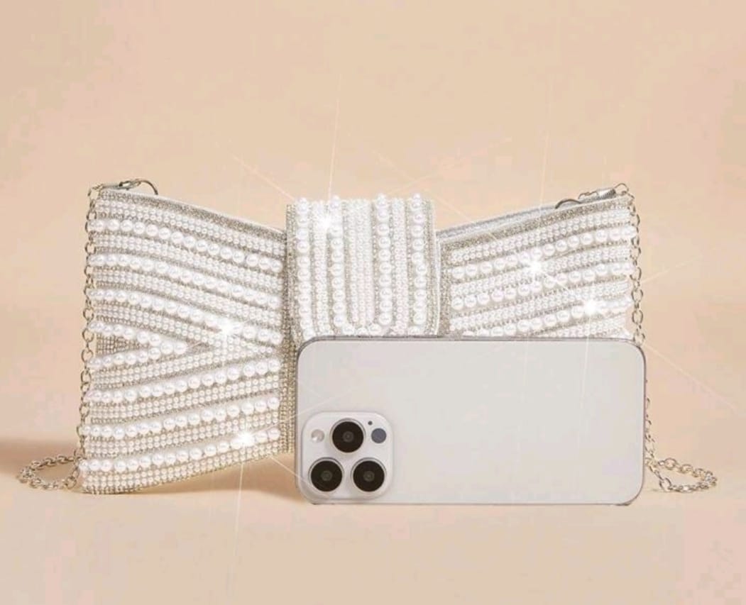 White Luxury Sequin Clutch Bag