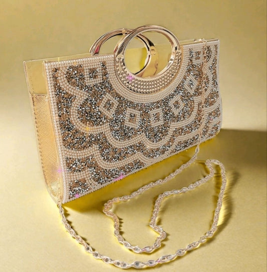 Shiny Rhinestone Gold Mini Square Bag Evening Bag