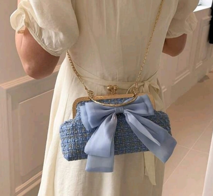 Vintage Handbag with Bow and Chain Strap