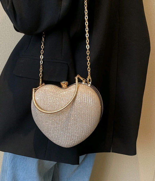 Fashionable Heart Shaped Lurex Bag