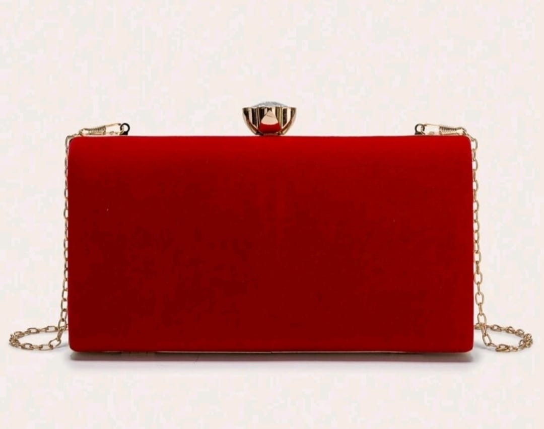 Burgundy Box-Shaped Clutch Bag