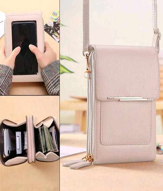 Multifunctional Long Wallet with Zipper Closure / Crossbody Touchable Screen Purse