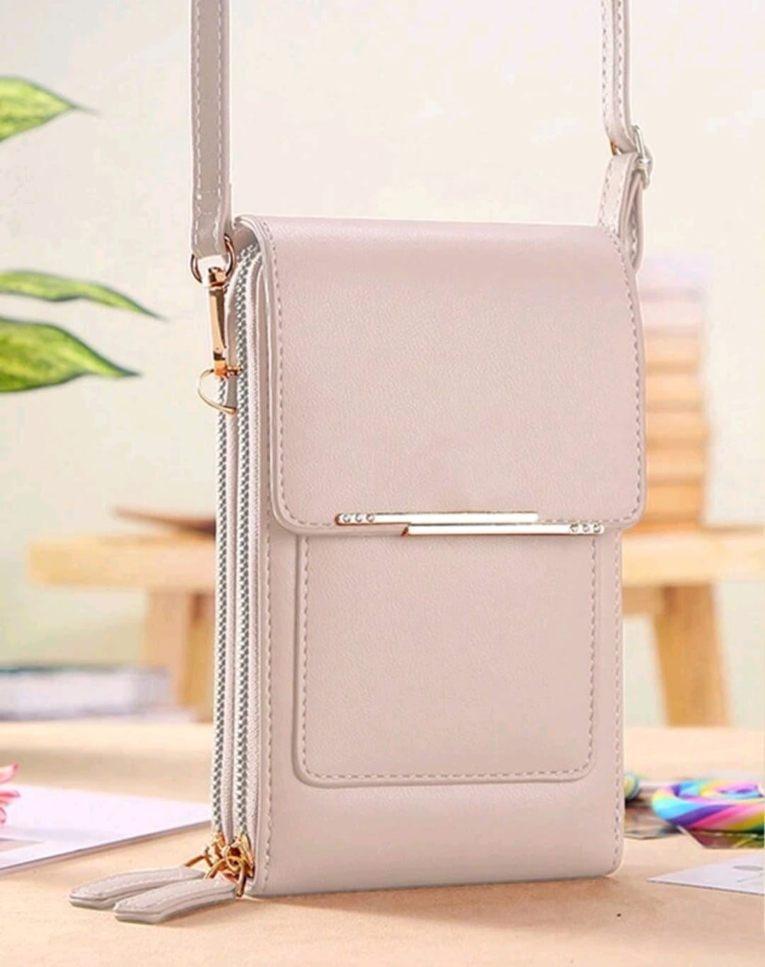 Multifunctional Long Wallet with Zipper Closure / Crossbody Touchable Screen Purse