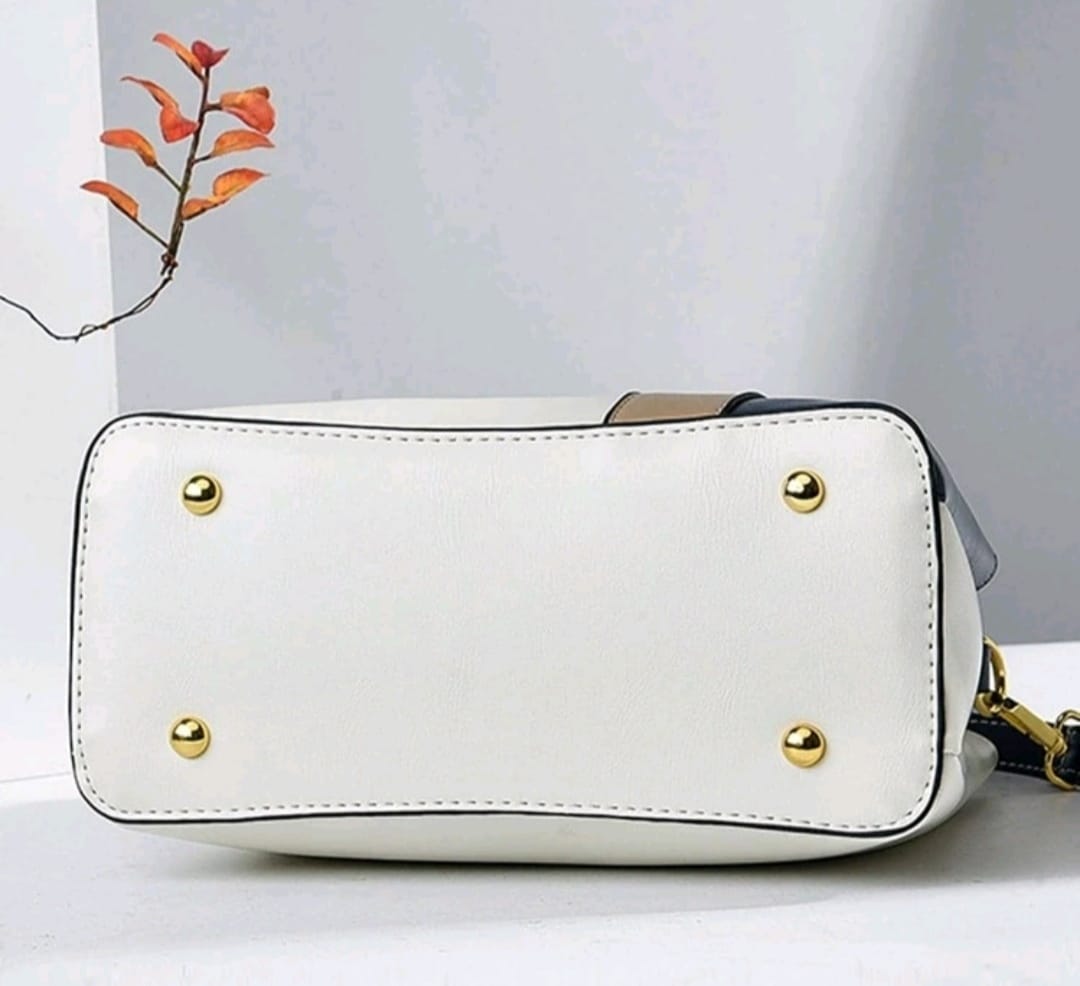 Colorblock Bag with Letter Pattern and Pendant Decor