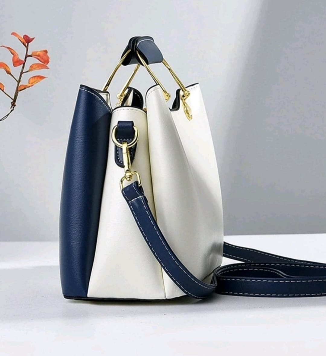 Colorblock Bag with Letter Pattern and Pendant Decor