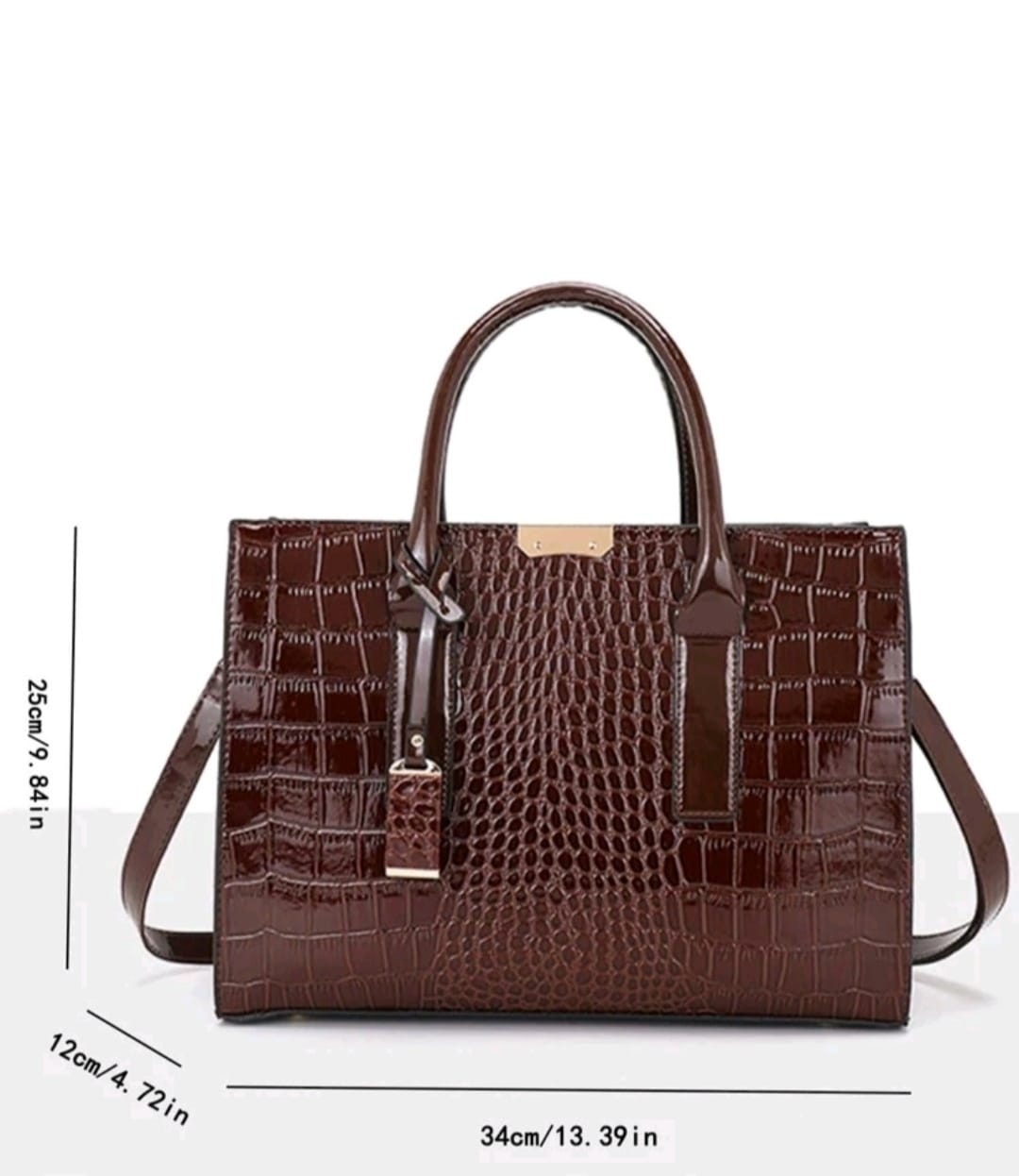 Crocodile Embossed Top Handle Bag