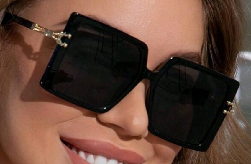 Black Vintage Oversized Square Frame Sunglasses