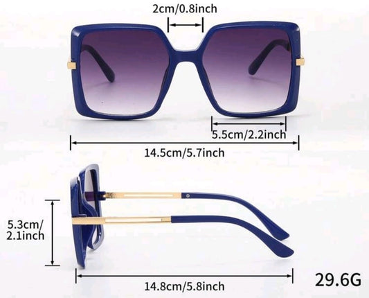 Blue Oversize Square Street Fashion Glasses