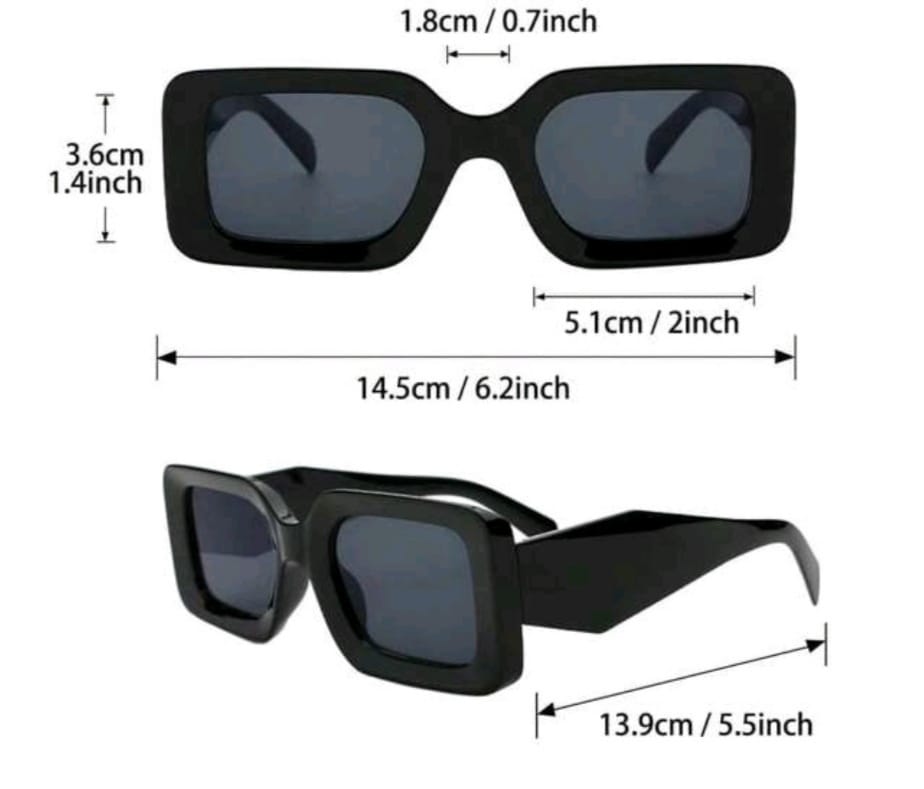 Small Rectangular Black Framed Fashion Sunglasses