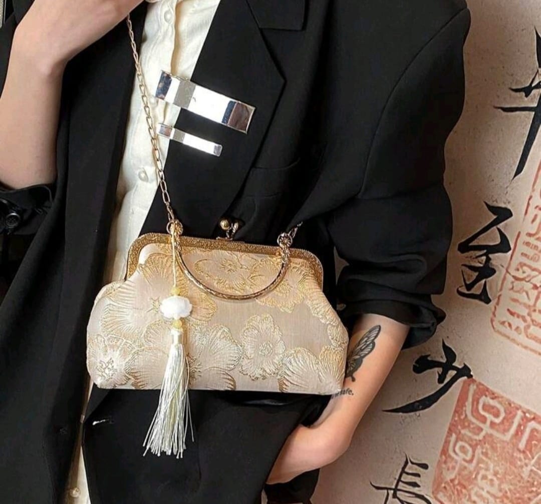 Soft Cream and Gold color Handbag