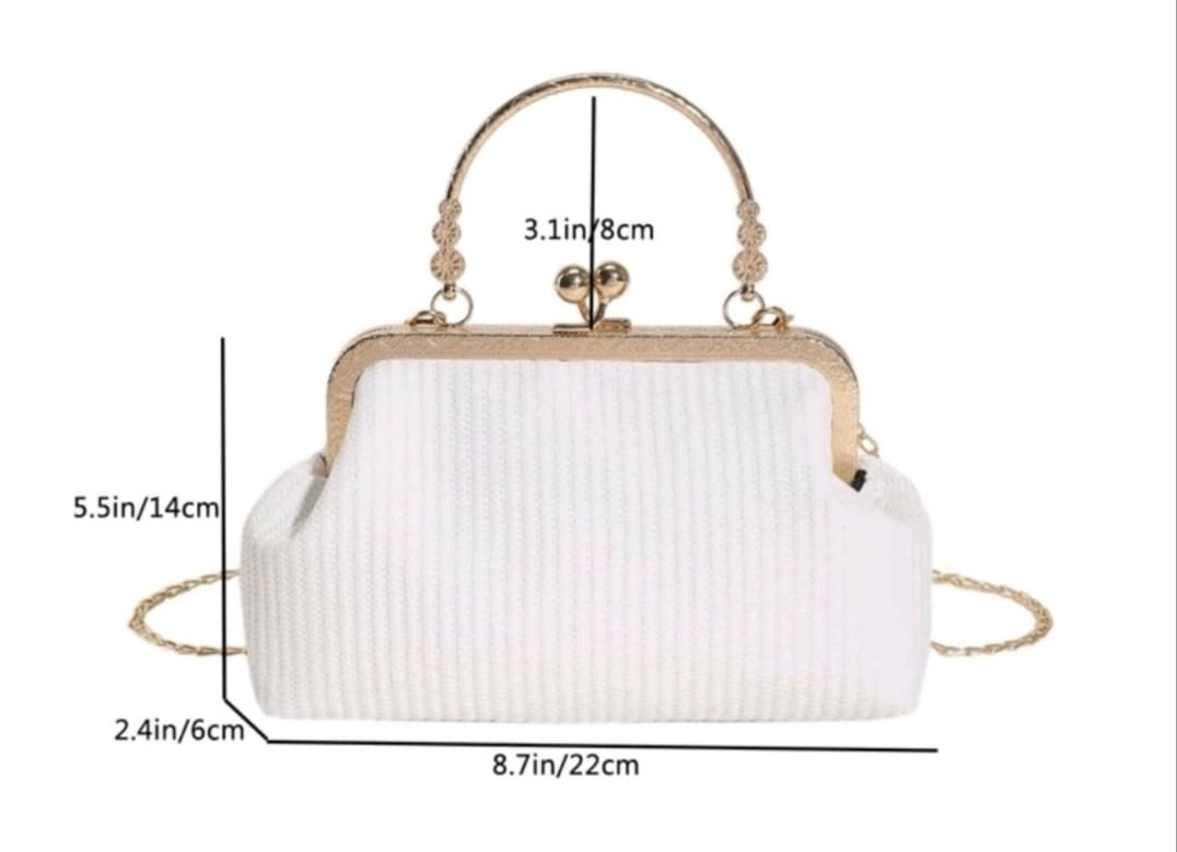 PU Textured White Handbag