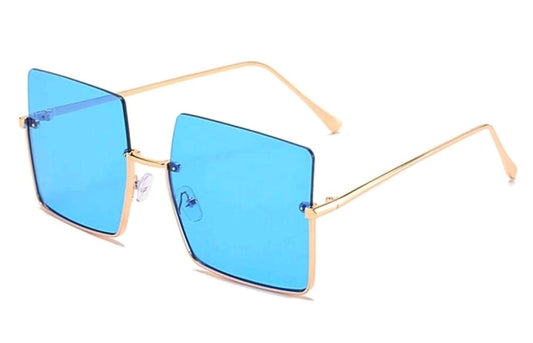 Metal Half-Frame Square Sunglasses