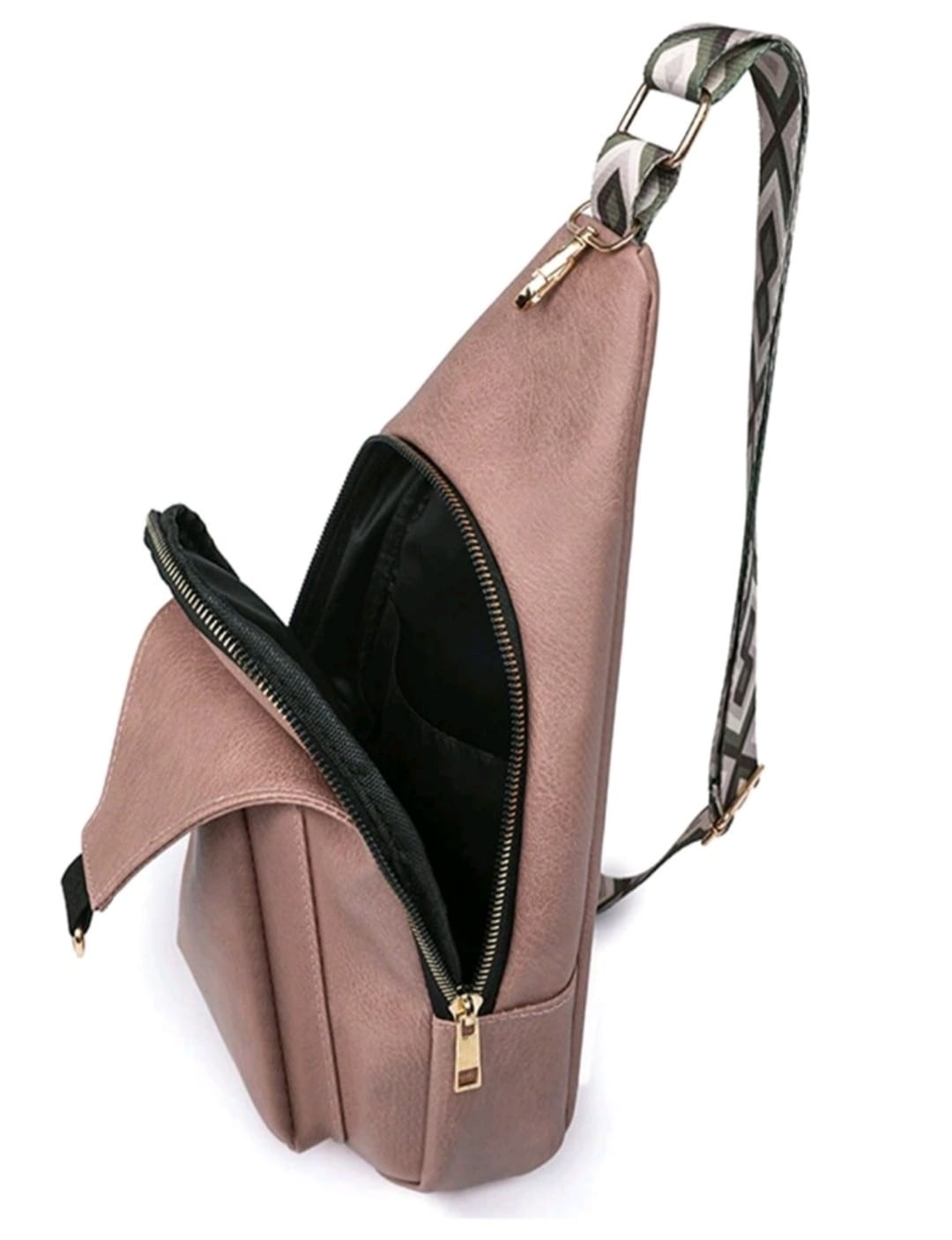 Pink PU Leather Sling Bag